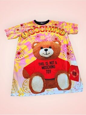 Subin brand Moschino Kids Pink & Yellow Teddy Graphic Tee XL (C2)